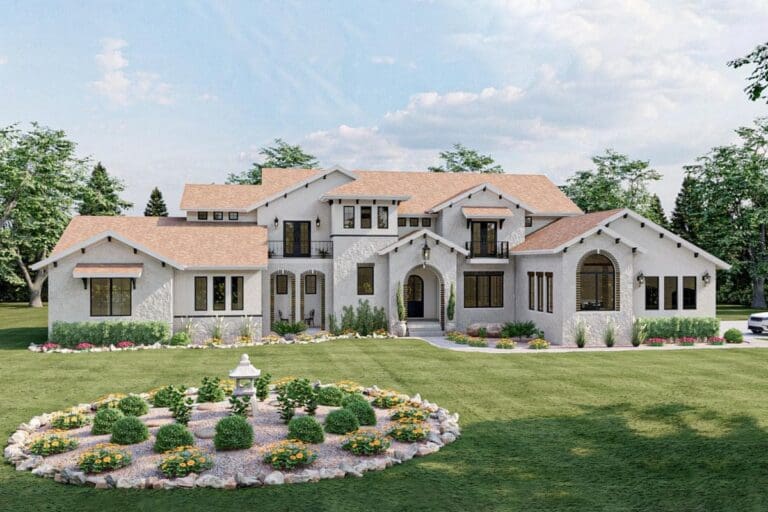 4-Bedroom 2-Story European House Plan with 2-Story Great Room (Floor Plan)