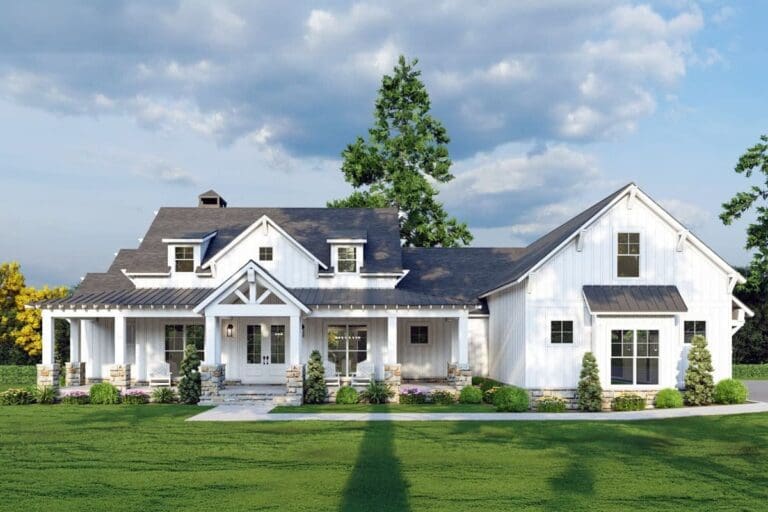 4-Bedroom One-Story Modern Farmhouse with Large Bonus Room and Optional Basement (Floor Plan)