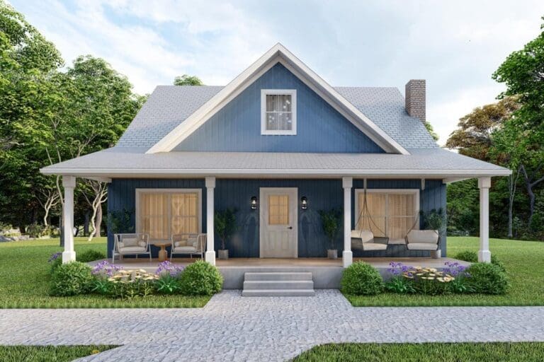 2-Bedroom 2-Story Modern Farmhouse with Spacious Front & Rear Porches (Floor Plan)