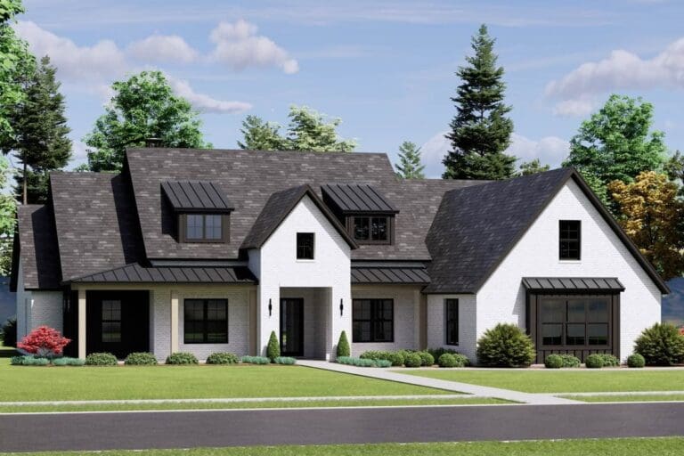 4-Bedroom Single-Story Transitional Home with Bonus Room and Side-Entry Garage (Floor Plan)