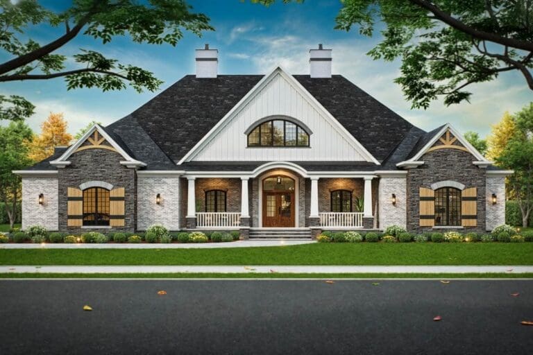 3-Bedroom 1-Story European-Style Home with Home Theater and Spacious Bonus Space (Floor Plan)