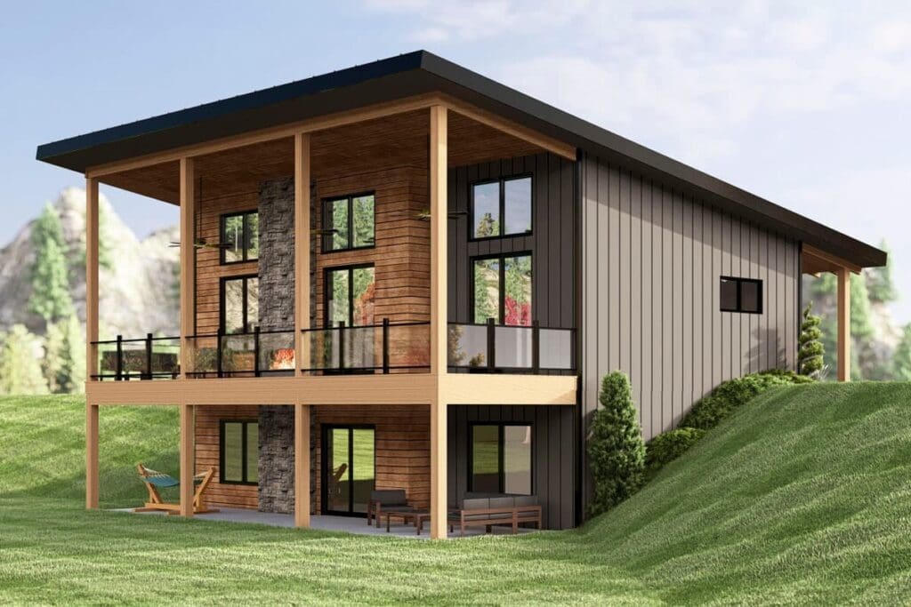 3-Bedroom 1-Story Modern Mountain House Plan with Optional Lower-Level Expansion (Floor Plan)