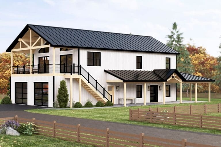 4-Bedroom 2-Story Modern Barndominium with Expansive Outdoor Living Spaces (Floor Plan)