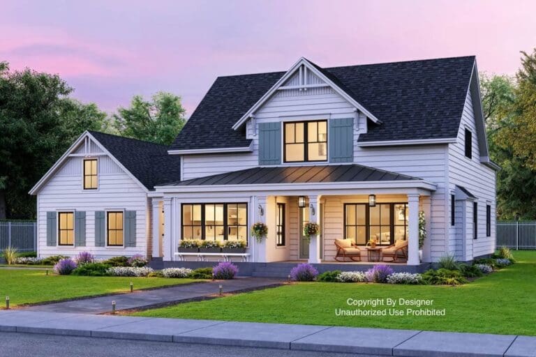 4-Bedroom 2-Story Modern Farmhouse with Bonus Expansion and Private Home Office (Floor Plan)