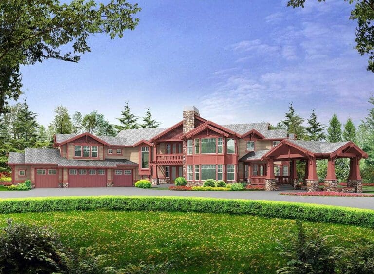 4-Bedroom 2-Story Courtyard-Style House Plan with Private Children’s Lofts (Floor Plan)