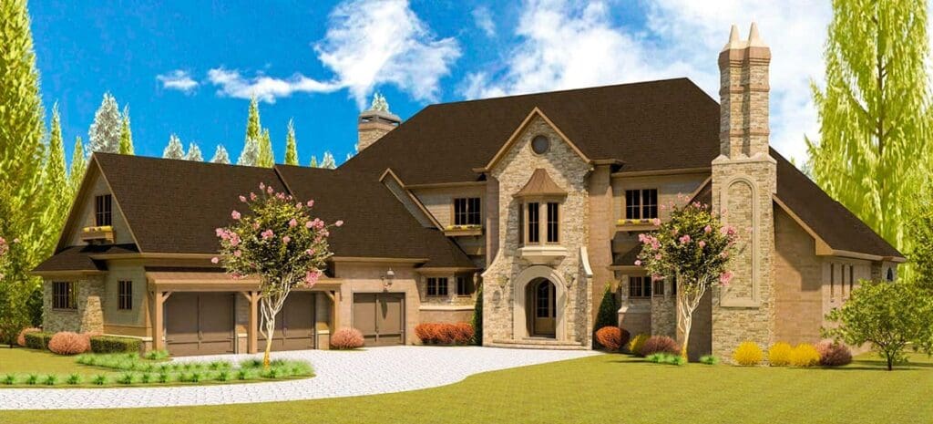 6-Bedroom 2-Story Luxury Home with Angled Courtyard Garage (Floor Plan)