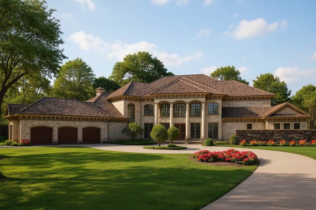 4-Bedroom 2-Story Grand Luxury Home with Double Staircase and Courtyard Entry (Floor Plan)