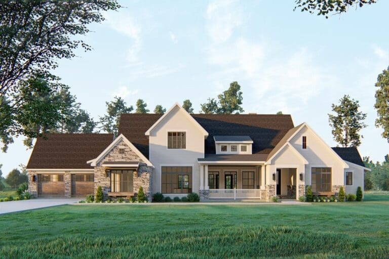 Elegant 4-Bedroom 2-Story Home with Combined Front and Rear Porches (Floor Plan)