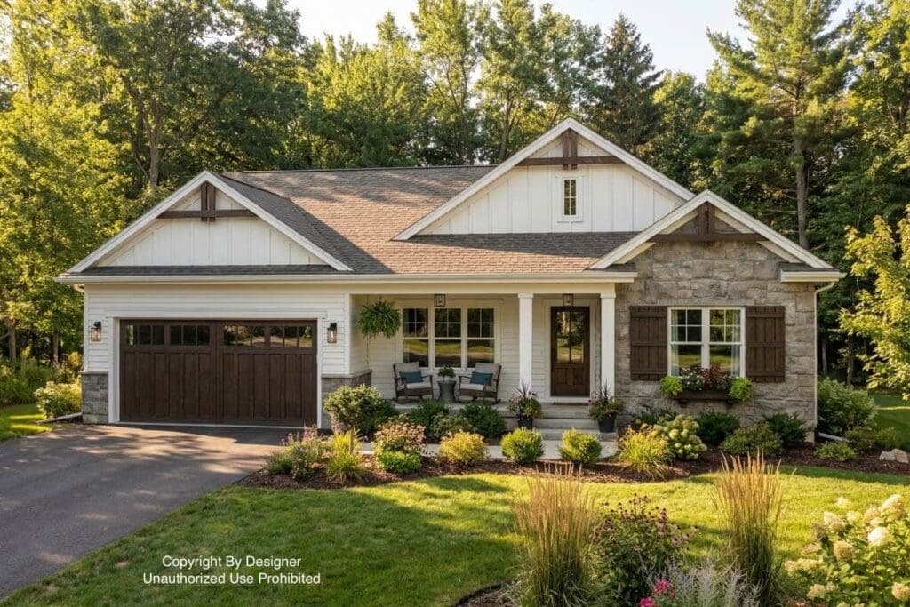 3-Bedroom 1-Story Country Farmhouse with Front Porch and Flex Room (Floor Plan)