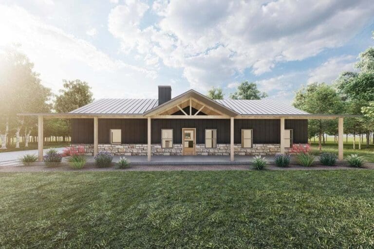 4-Bedroom 1-Story Country Craftsman Ranch with Home Office and Walk-In Pantry (Floor Plan)