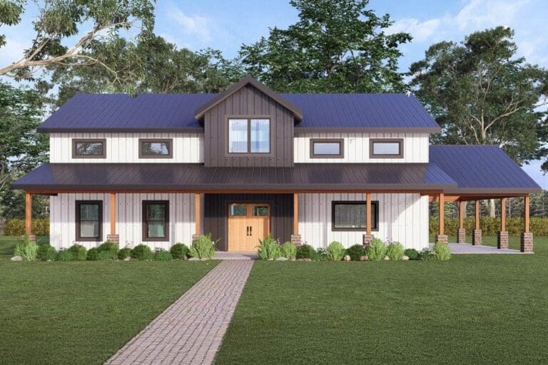 1-Bedroom 1-Story Modern Farmhouse Barndominium with Open-Concept Great Room and Oversized Porch (Floor Plan)