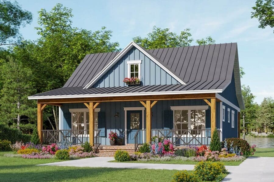 Two-Bedroom 1-Story Country Cottage with 272 Sq. Ft. Front and Rear ...