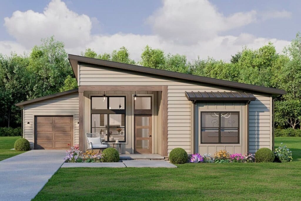 Cozy 3-Bedroom 1-Story Contemporary House with Side-Entry Garage (Floor Plan)