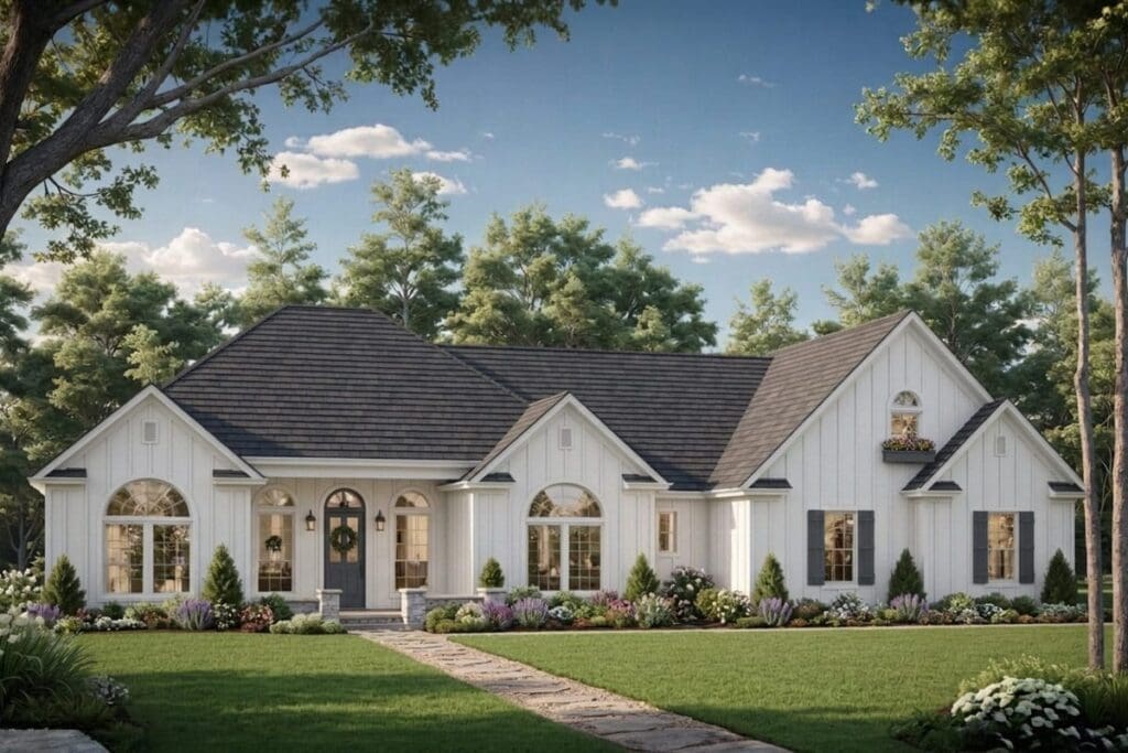 Plan 51399MM: European Ranch House Plan with 3 Bedrooms and Optional Bonus Room - Image #1 - European, Ranch, Traditional