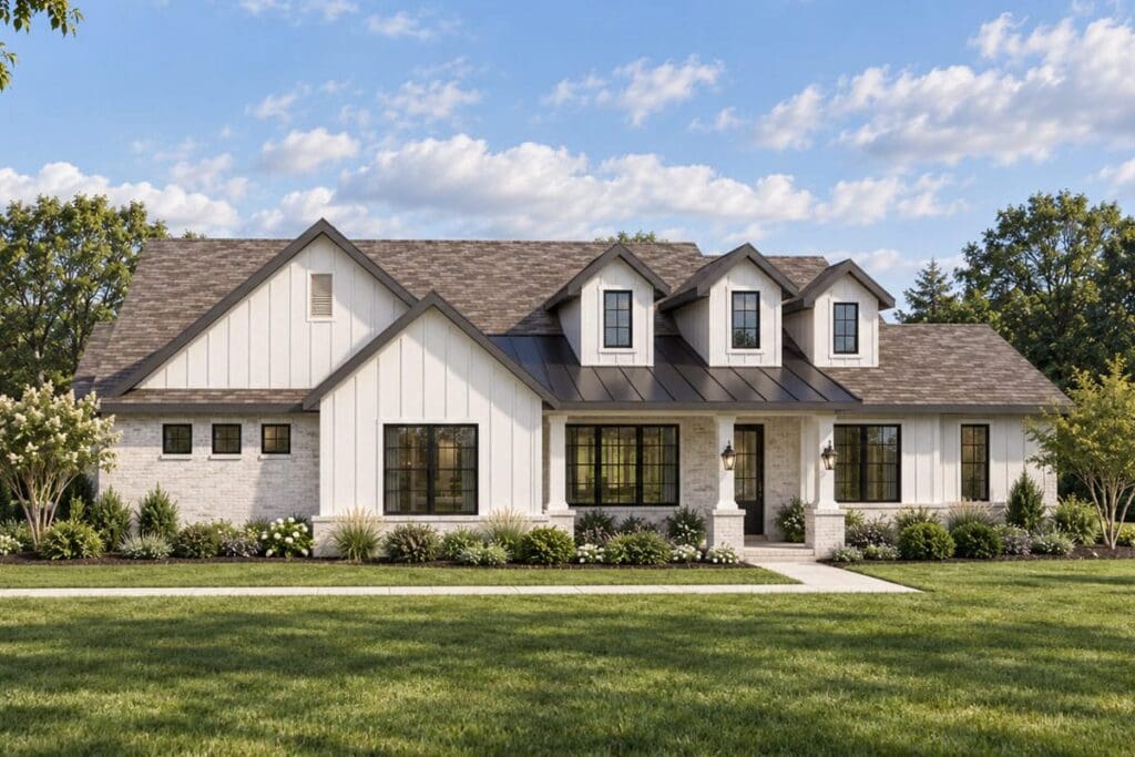 Plan 440055PWL: Modern Farmhouse House Plan with Five Bedrooms and Two Master Suites - Image #1 - Farmhouse, Modern Farmhouse, New American