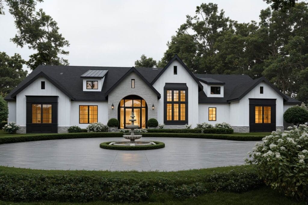 Plan 666316RAF: Modern European Five Bedroom House Plan with Luxurious First Floor Suite - Image #1 - European, Modern, Modern Farmhouse, Transitional