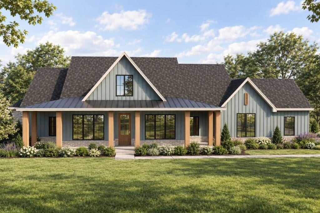 Plan 880025HLN: Modern Farmhouse House Plan with 3-4 Bedrooms and Spacious Porches - Image #1 - Country, Craftsman, Modern Farmhouse, New American